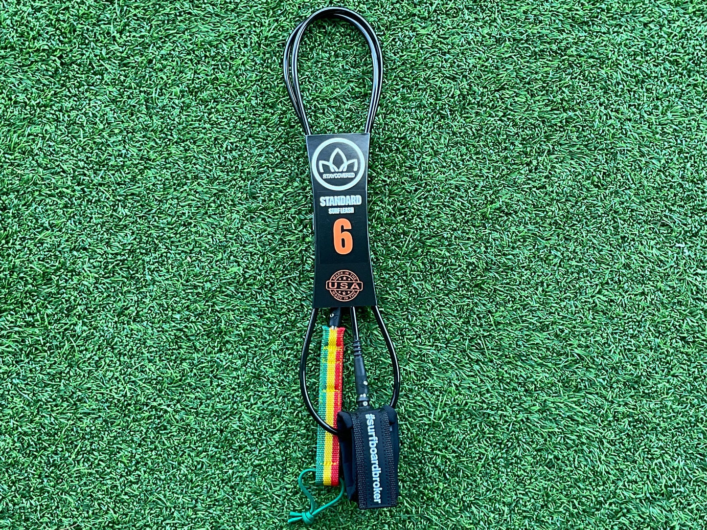 6’ Leash Standard Surfboardbroker x StayCovered Colab -Rasta & Black (NEW) - Surfboardbroker