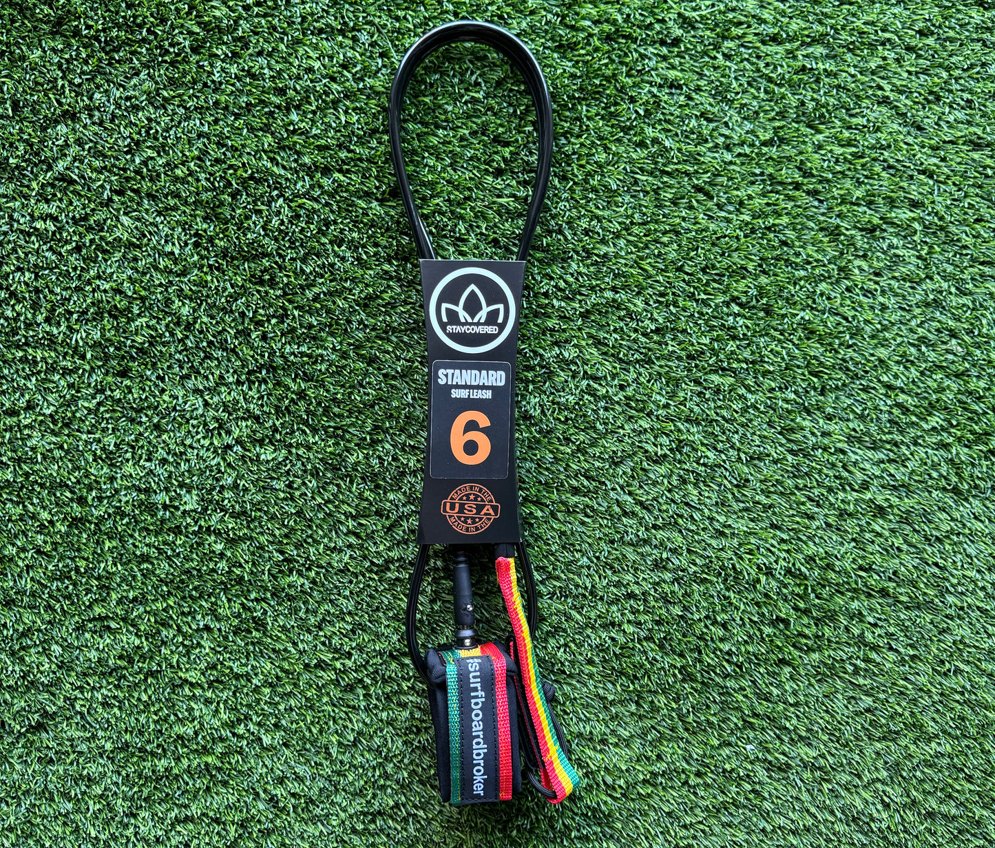 6’ Leash Standard Surfboardbroker x StayCovered Colab -Rasta Colors