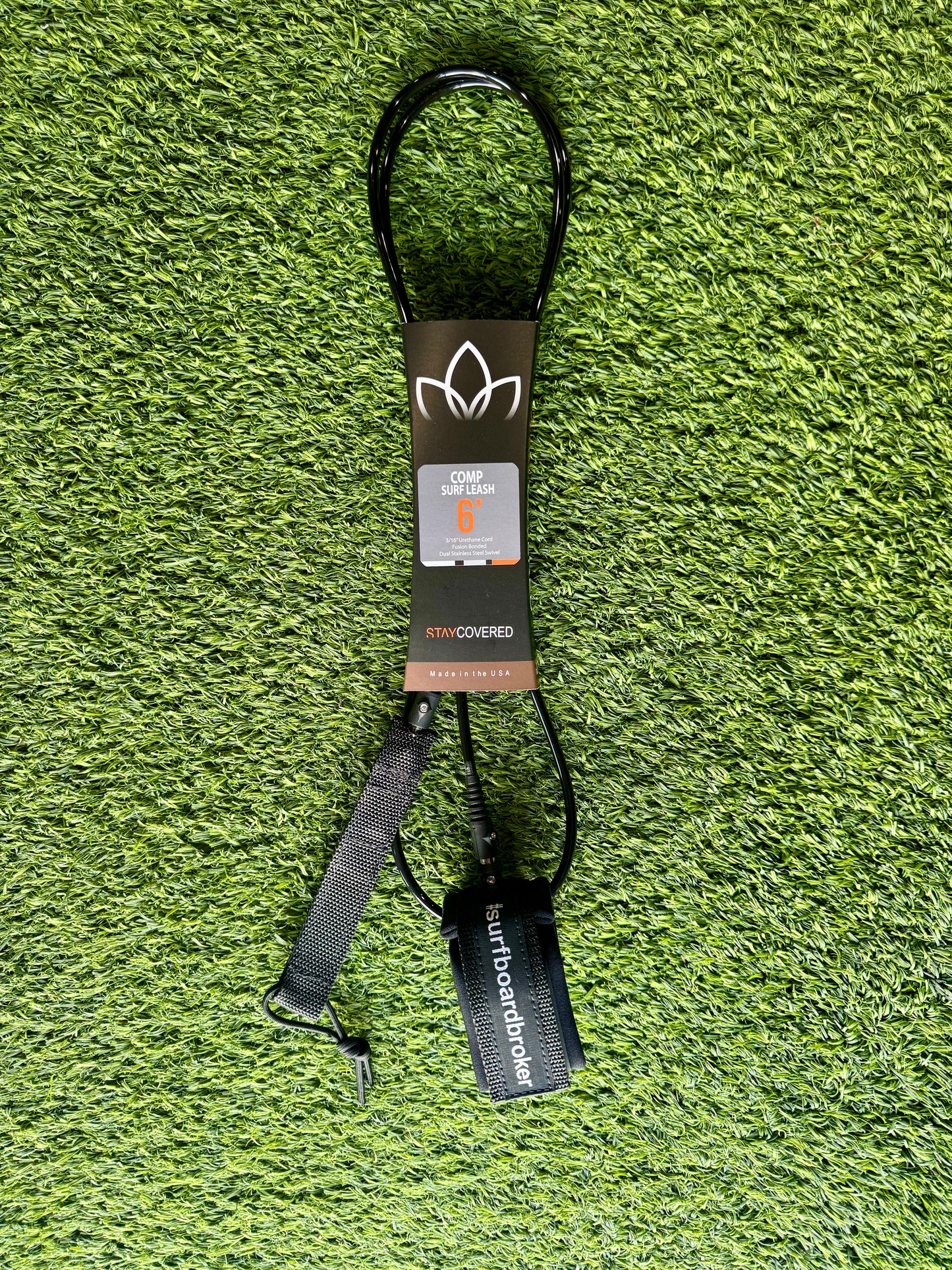 Leash 6.0’ Comp. Surfboardbroker x StayCovered Collaboration - All Black Color (New)