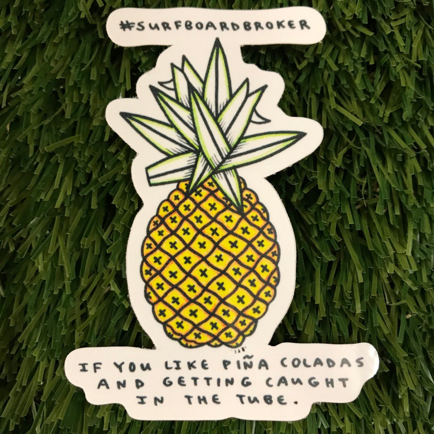 Surfboard Pineapple Sticker (3pk) Shipped - Surfboardbroker