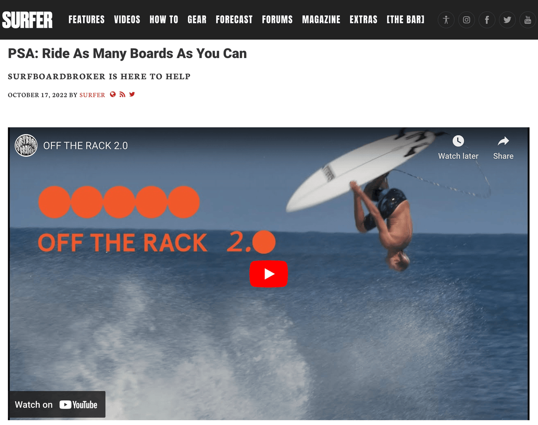 Check us out on Surfer.com! 🤙 - Surfboardbroker