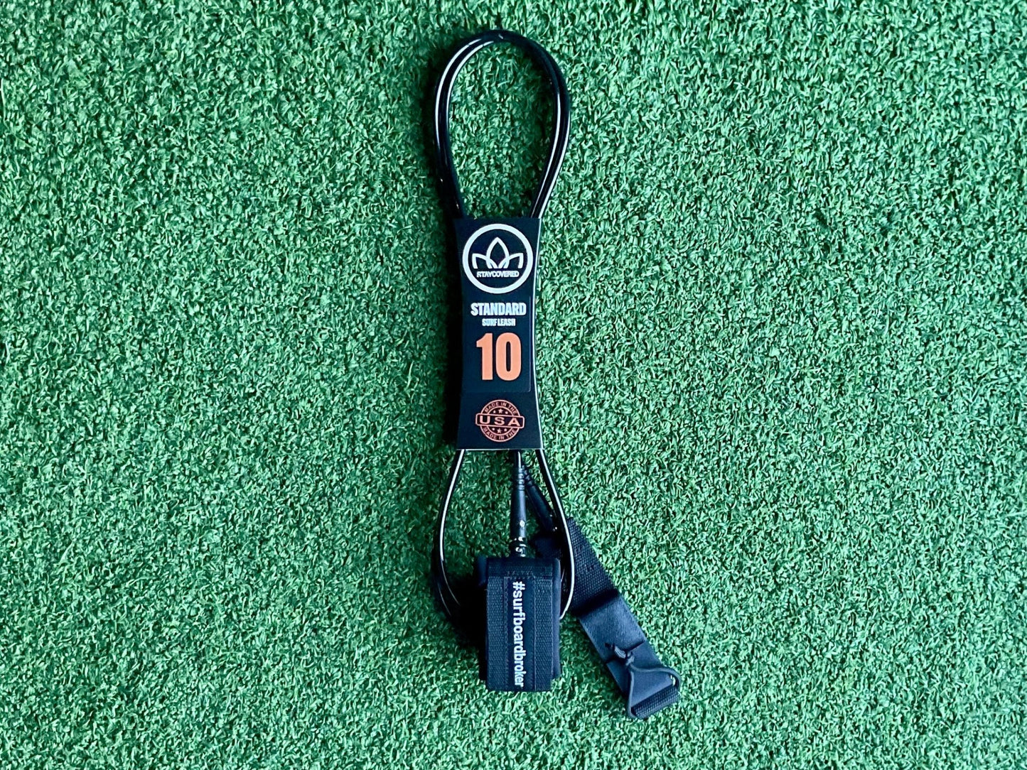10’ Leash Standard Surfboardbroker x StayCovered Colab -Black (New) - Surfboardbroker