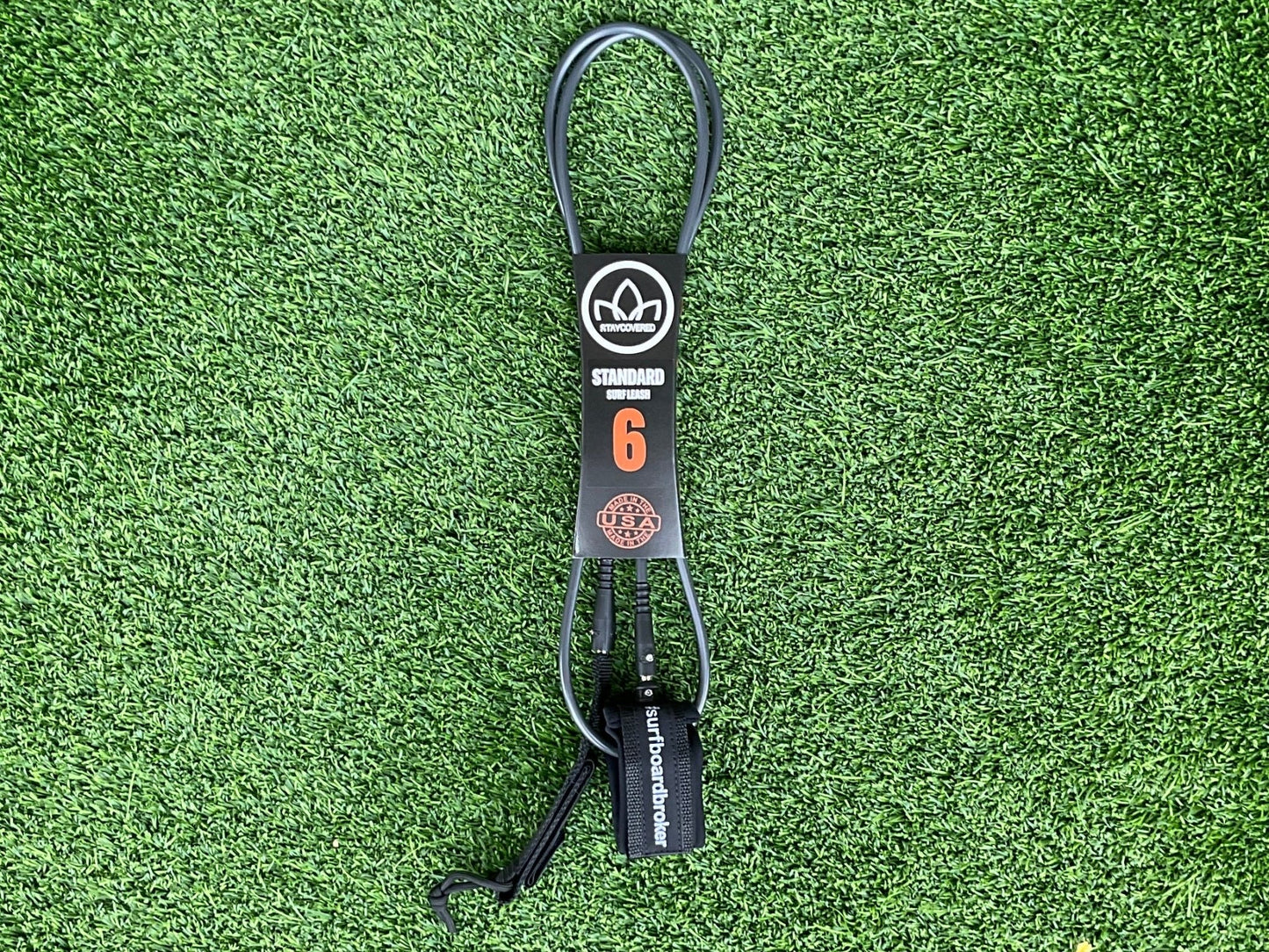 6’ Leash Standard Surfboardbroker x StayCovered Colab - Grey & Black (New) - Surfboardbroker