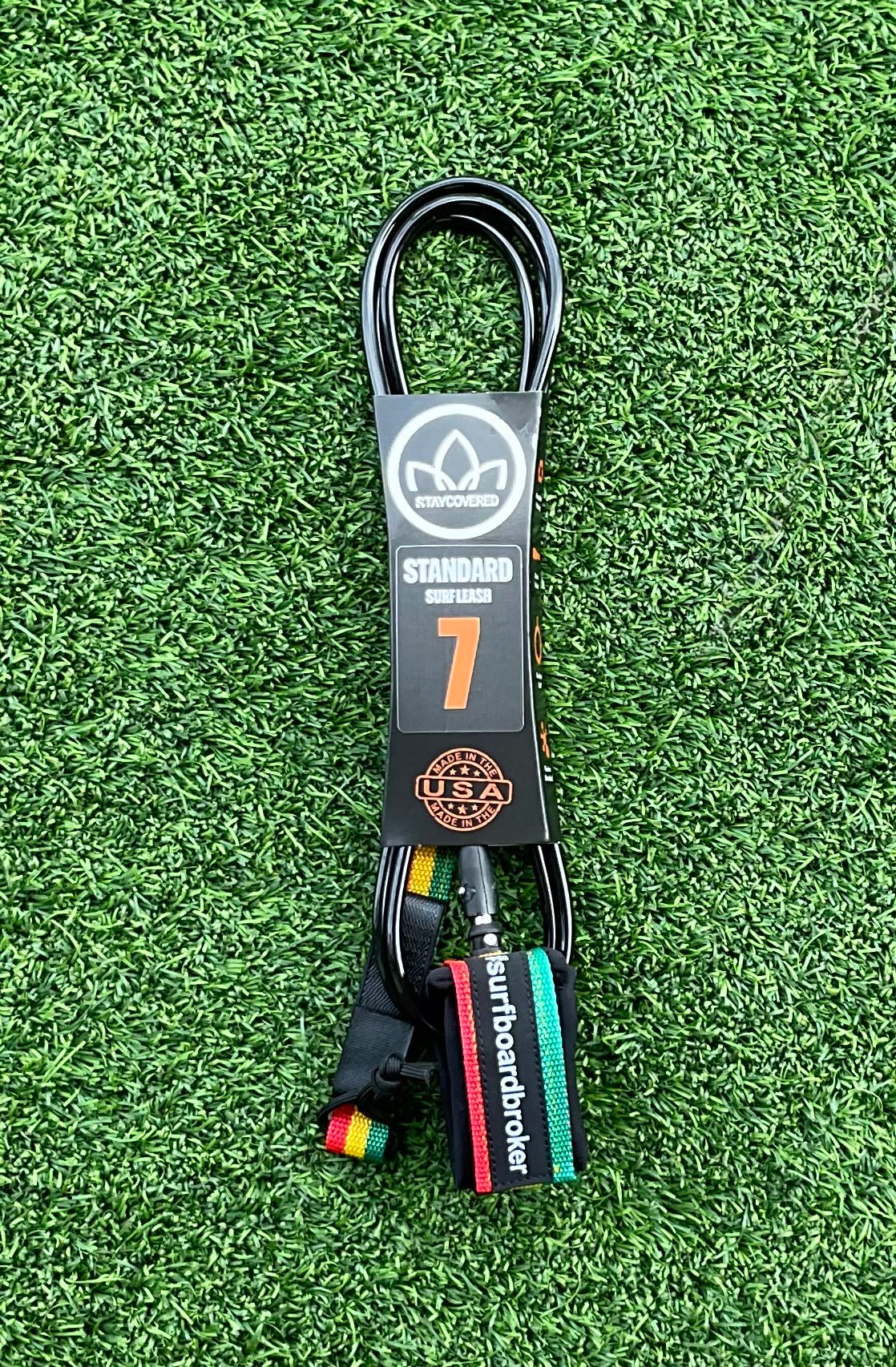 7’ Leash Standard Surfboardbroker x StayCovered Colab - Rasta Color - Surfboardbroker