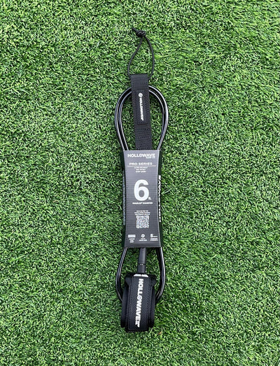 Hollowave Surf Co. Pro Series Black 6ft Surfboard Leash (New) - Surfboardbroker