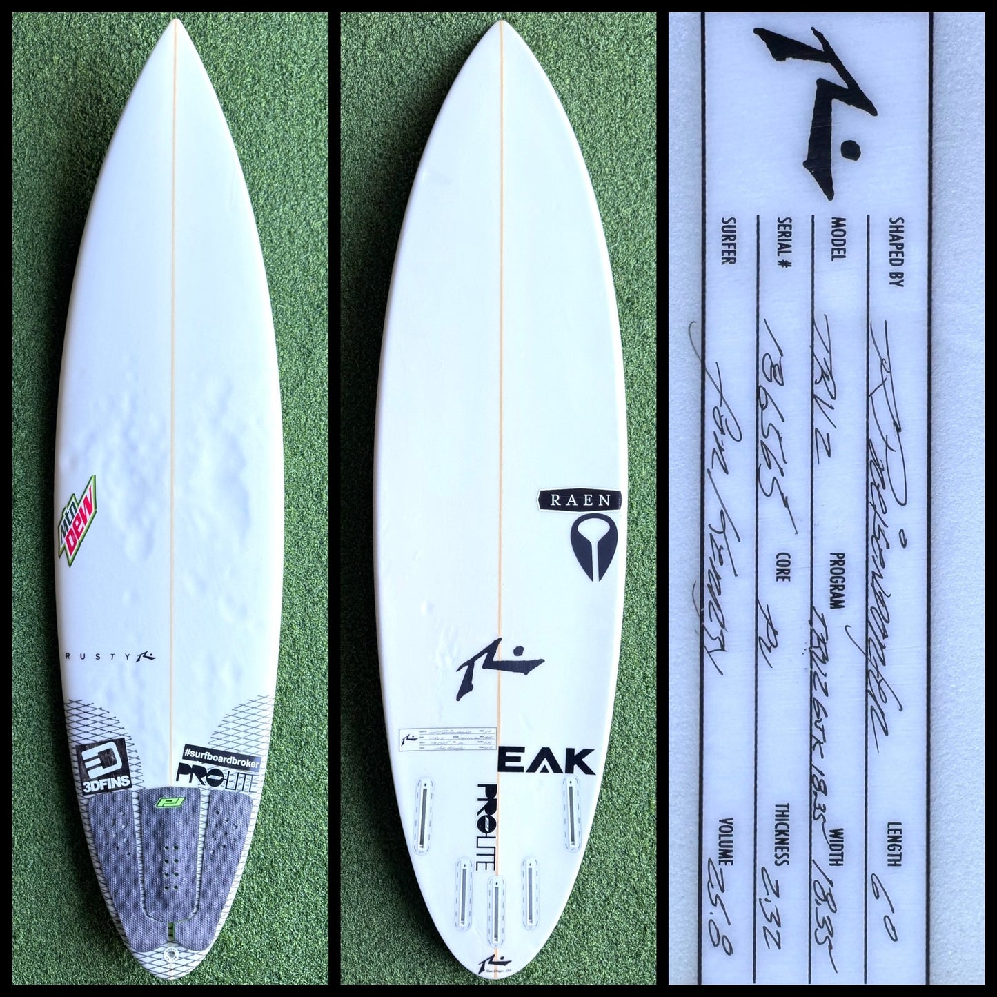 Rusty Surfboard 6'0 25L Josh Kerr (USED) - Surfboardbroker