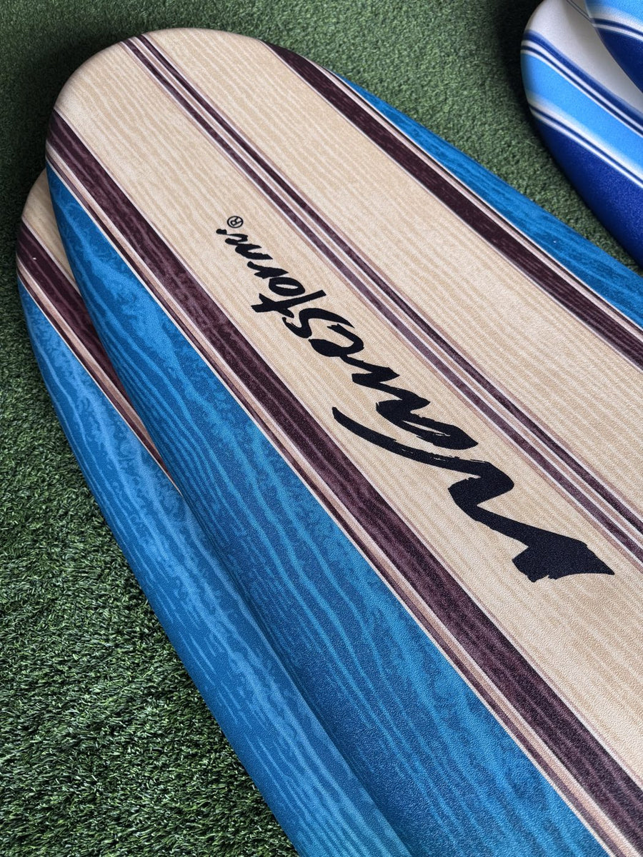 Soft top rental surfboard close up