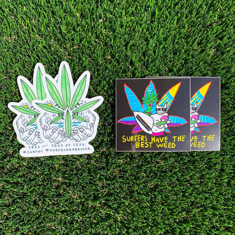 Drew Toonz “Surfers Have The Best Weed” / SpaceBatKiller “Tree Of Life Sticker (4Pack) - Surfboardbroker