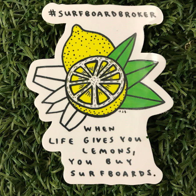 Surfboard Lemon Sticker (3pk) Shipped - Surfboardbroker