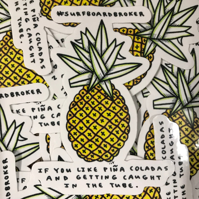 Surfboard Pineapple Sticker (3pk) Shipped - Surfboardbroker